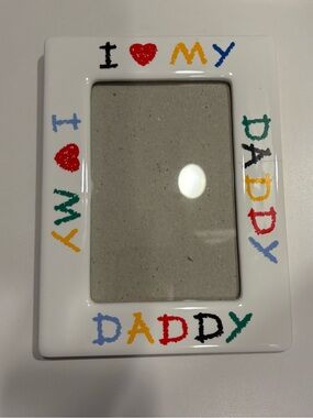 Vintage 90s I Love My Daddy Crayon Writing Ceramic Picture Frame.